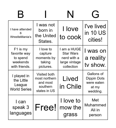 Synchrony Bingo Card