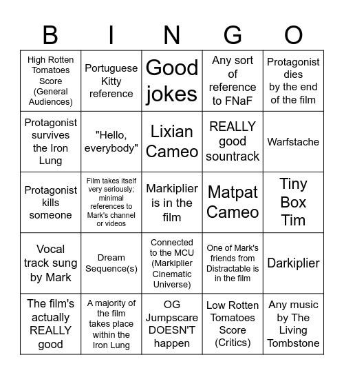 IRON LUNG Bingo Card