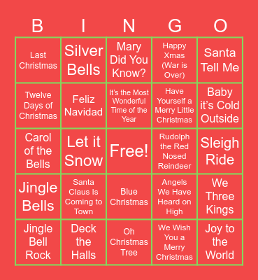 Christmas Music Bingo Card