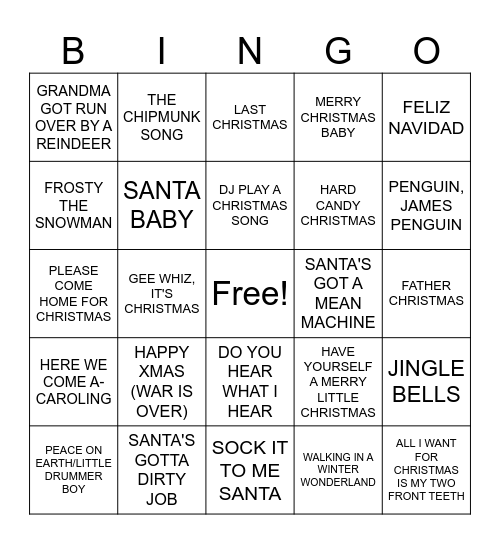 CHRISTMAS Bingo Card