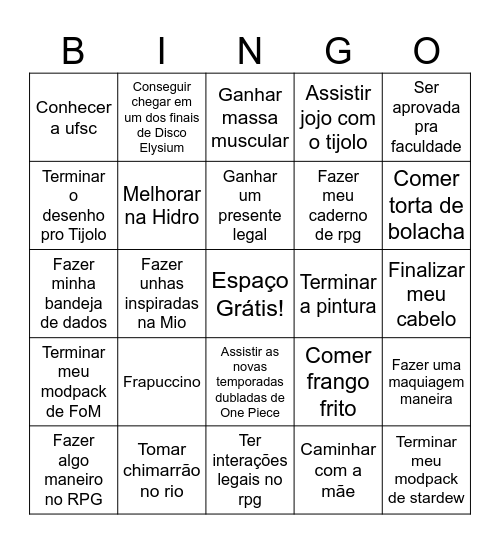Férias Bingo Card