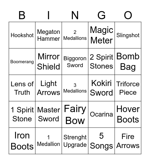 Zelda OoTR Bingo Card