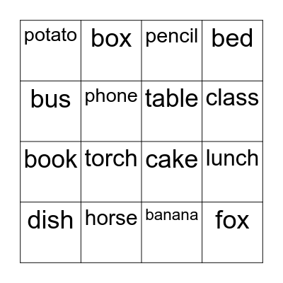Plurals (+s, +es) Bingo Card