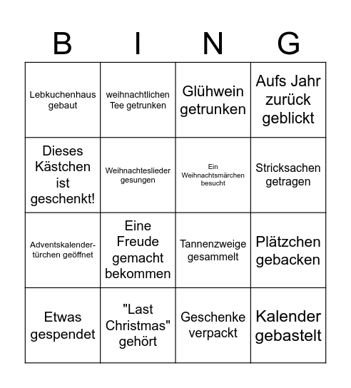 Adventsbingo Card
