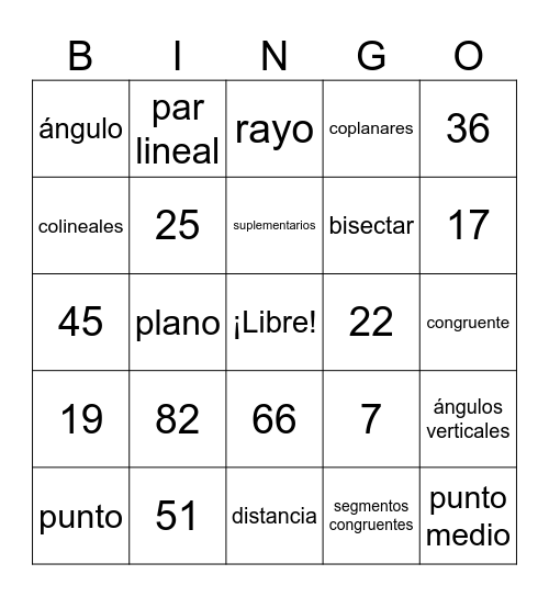 Bingo del Tema 1 Bingo Card