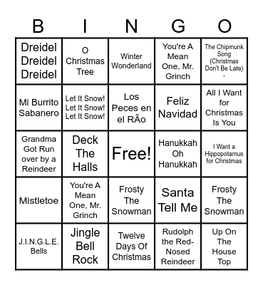 NDEHS MUSIC BINGO Card