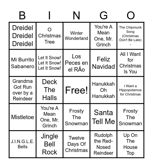 NDEHS MUSIC BINGO Card