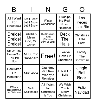 NDEHS Music Bingo Card