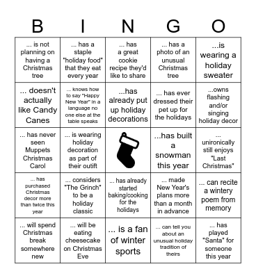 Find a person at your table who... Bingo Card