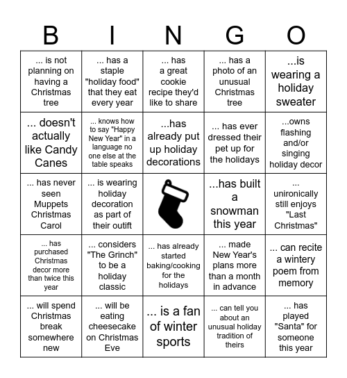 Find a person at your table who... Bingo Card