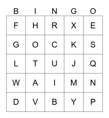 Alphabet Bingo Card