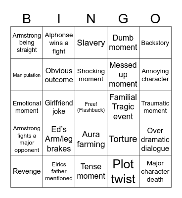 Full metal Bingo Card