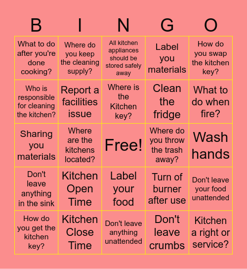 Caldwell Kitchen Bingo Card