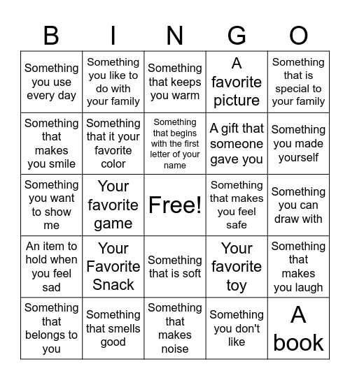 Scavenger Hunt Bingo Card