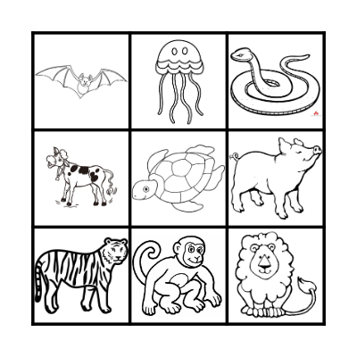 French Animal Bingo Card