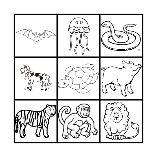French Animal Bingo Card