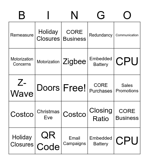 Year End Meeting Bingo Card