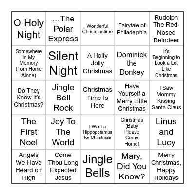 Christmas Music Bingo Card