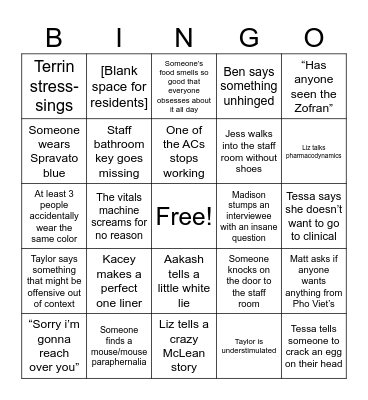 Lumin Bingo Card