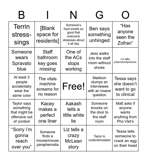 Lumin Bingo Card