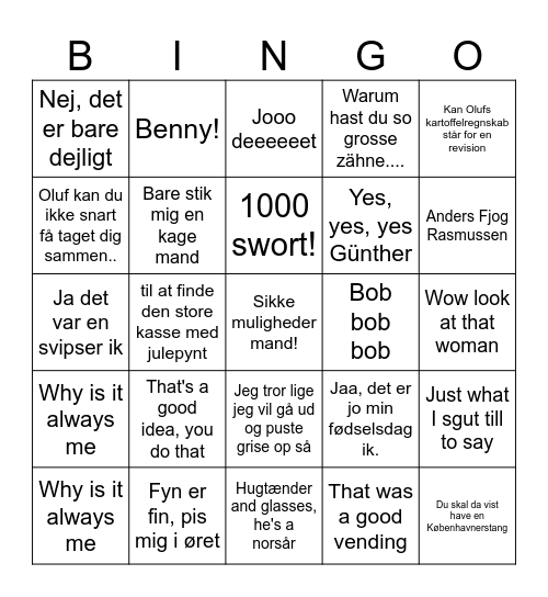 RT Julekalende Bingo Card