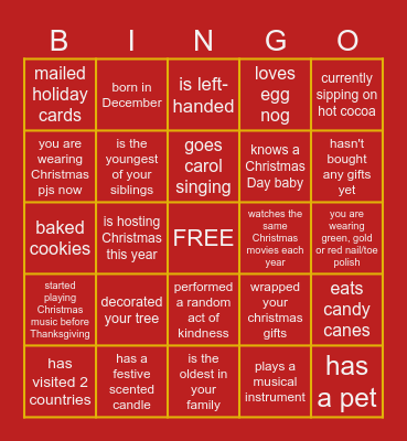 Jingle & Mingle Bingo Card Bingo Card