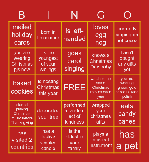 Jingle & Mingle Bingo Card Bingo Card