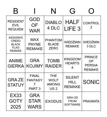 TGA 2025 Bingo Card