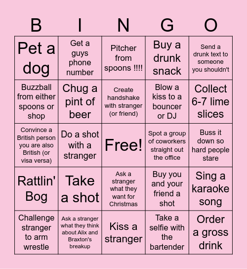 DRUNK LONDON BINGO Card