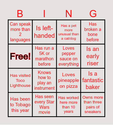 GlobalTT Bingo Card
