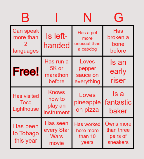 GlobalTT Bingo Card