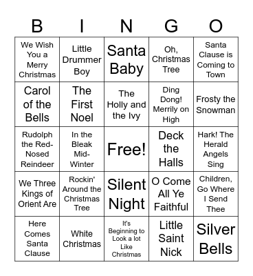 Christmas Singo Bingo Card
