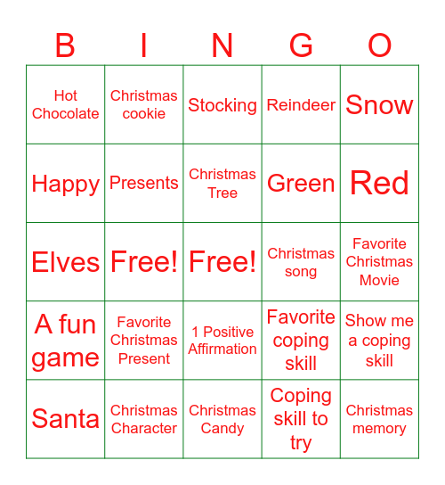 Holiday Bingo Card