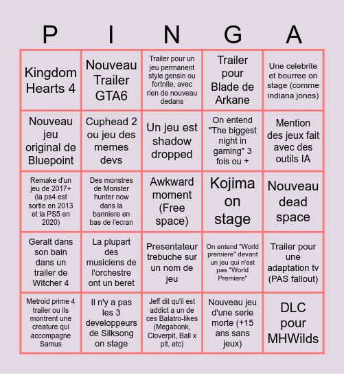 Bingo Game Awards 2025 - M Bingo Card