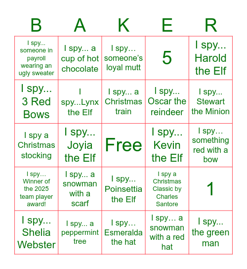Christmas Bingo Card