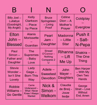 Amber’s babyborrel muziek bingo Card