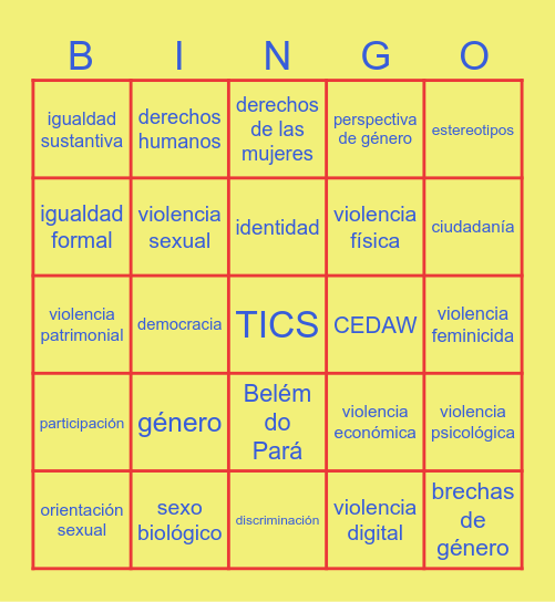 PERSPECTIVA DE GÉNERO PARA EL DISEÑO SOCIAL Bingo Card