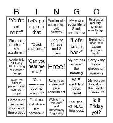 Year-End Office Bingo Card
