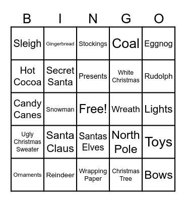 Christmas Bingo Card