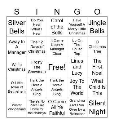 Christmas Singo Bingo Card