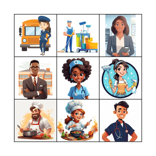 Vocabulario: Personas en la escuela Bingo Card