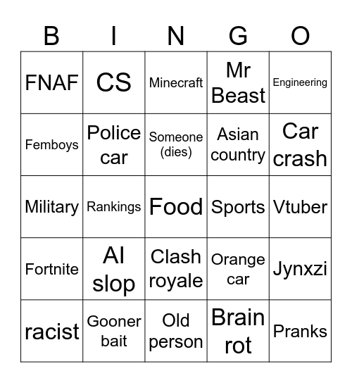 Reels Bingo Card