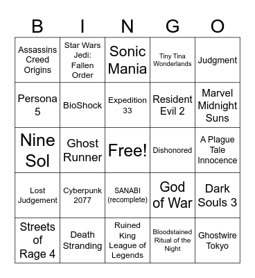 2026 Achievement Completion Bingo Card