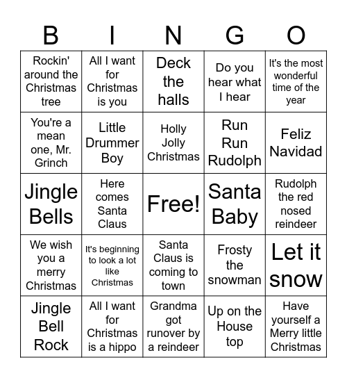 Christmas Bingo Card