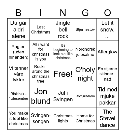 Julebingo Card