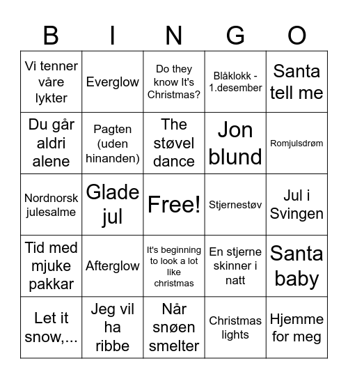 Julebingo Card
