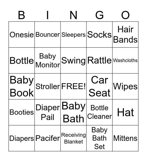 Tori's Baby Shower Bingo Card