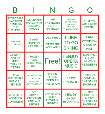 Complete Care Bingo Card