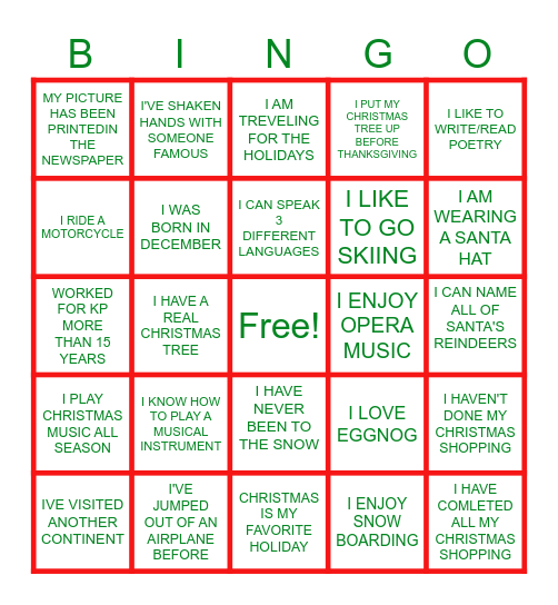 Complete Care Bingo Card