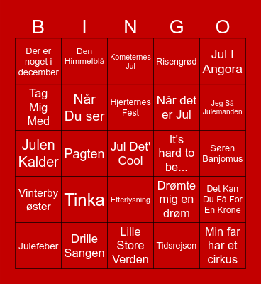 Julemusik-Bingo indsalg Bingo Card